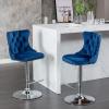 Shenyon Swivel Counter Height Bar Stools Set of 2,Upholstered Velvet Barstools with Nailheads Trim and Button Tufted Backs, Adjustable Bar Chair for Kitchen Counter,Home Bar,Dining Room(Blue) view 2