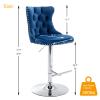 Shenyon Swivel Counter Height Bar Stools Set of 2,Upholstered Velvet Barstools with Nailheads Trim and Button Tufted Backs, Adjustable Bar Chair for Kitchen Counter,Home Bar,Dining Room(Blue) view 3