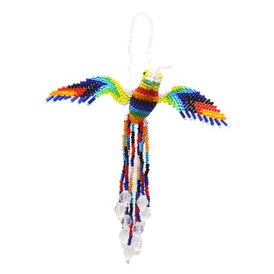 Beaded Fluttering Hanging Hummingbird Vibrant Colorful Home Dcor (Blue Orange Red)