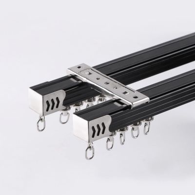 TEN-HIGH Curtain Track 7.55ft, Aluminium Ceiling Mounted Track for Curtains, Room Divider-Ceiling Curtain Track Rail Black Color 4pcs, Wall Thickness 1.35mm
