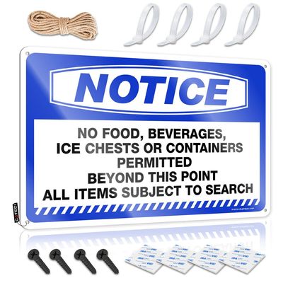 Man Cave Accessories And Decor Notice No Food Beverages Ice Chests Or Containers Permitted Beyond This Point Tin Sign Office Tin Sign Funny Warning Signs (Size : 30X40CM)