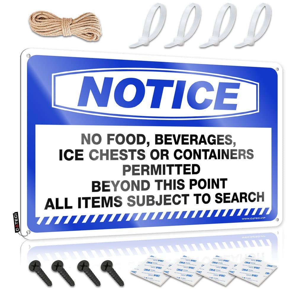 Man Cave Accessories And Decor Notice No Food Beverages Ice Chests Or Containers Permitted Beyond This Point Tin Sign Office Tin Sign Funny Warning Signs (Size : 30X40CM)