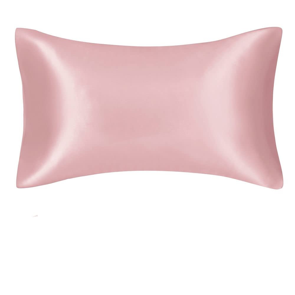 MOCOBA Silk Silky Stain Pillowcase Silky Pillowcase Natural Silk Pillowcase Mulberry Silk Pillow case,1PC Cherry Pink,King20x36in