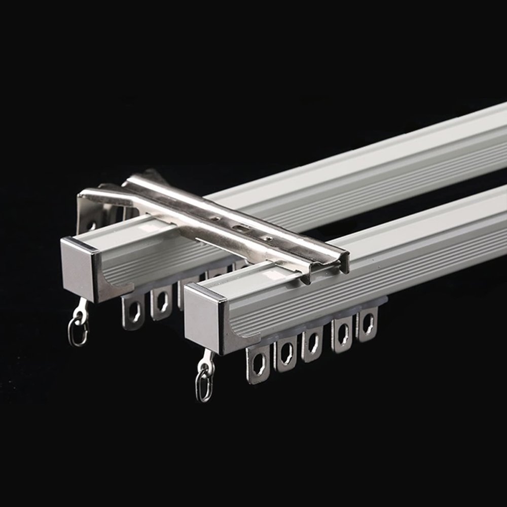 TEN-HIGH Curtain Track 7.55ft, Aluminium Wall Mounted Track for Curtains, Room Divider-Ceiling Curtain Track Rail White Color 4pcs, Wall Thickness 1.35mm