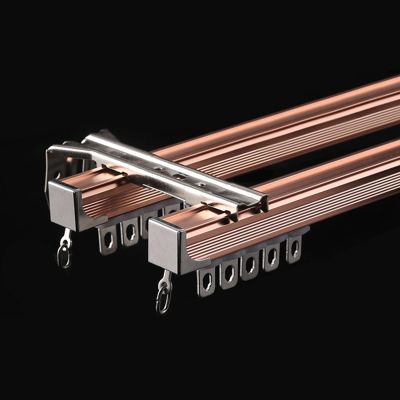 TEN-HIGH Curtain Track 7.55ft, Aluminium Wall Mounted Track for Curtains, Room Divider-Ceiling Curtain Track Rail Rose Gold Color 4pcs, Wall Thickness 1.35mm