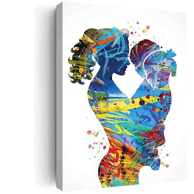 Watercolor Art Framed,Mother and Twins Watercolor Print Mother with Baby Twin Baby Mother and ChildrenS Mother and Kids Baby Shower Nursery Decor Wall Art- 16in x24 in-Ready to hang