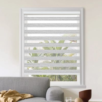 Tonature Light Filtering Zebra Shades for Windows, Dual Layer Fabric Sheer Shades for Indoor Home, Cordless & Free Stop Design, White, 26" W x 36" H