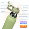 BJPKPK Insulated Water Bottles with Straw, 35 oz Stainless Steel Metal Water Bottle with One-handed Opening Lid, BPA Free Sport Jugs, Flasks for Men & Women, Light Green view 2
