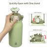 BJPKPK Insulated Water Bottles with Straw, 35 oz Stainless Steel Metal Water Bottle with One-handed Opening Lid, BPA Free Sport Jugs, Flasks for Men & Women, Light Green view 3