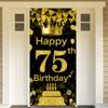 Tecreo 75th Birthday Decoration Background Door Banner, Gold, Black, 35.4"x70" view 2