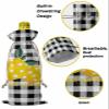 Wine Bags for Wine Bottles Gifts, Wine Bottle Bag with Drawstrings, Sweet Summer Polka Dot Lemon Black and White Lattice Background Wine Tote for Birthday, Blind Tastings, Christmas, Home Storage view 3