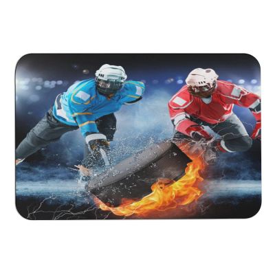 Ice Hockey Player Sport Theme Luxury Diatomaceous Earth Shower Mat- Non-Slip Fast-Drying Mat for Kitchen Counter, Tub & Bathroom Floor40x60cm
