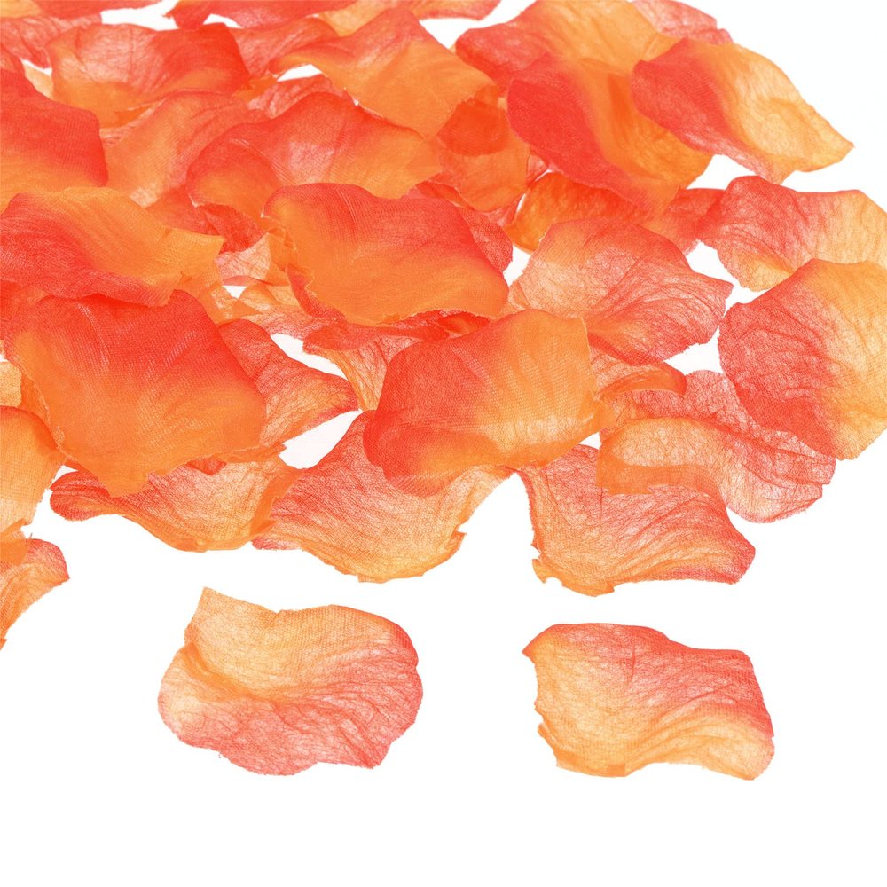 PATIKIL Artificial Rose Petals, 1200Pcs Fake Flowers Silk Petal Decoration Supplies for Romantic Night Wedding Party Event Decor, Gradient Orange