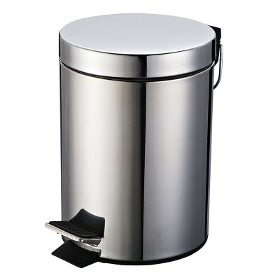 DYPASA Garbage Can 12 Liter Round Small Steel Step Trash Can WastebasketHands-Free Kitchen Step Trash Can with Soft-Close LidTrash Bin Wastepaper Basket
