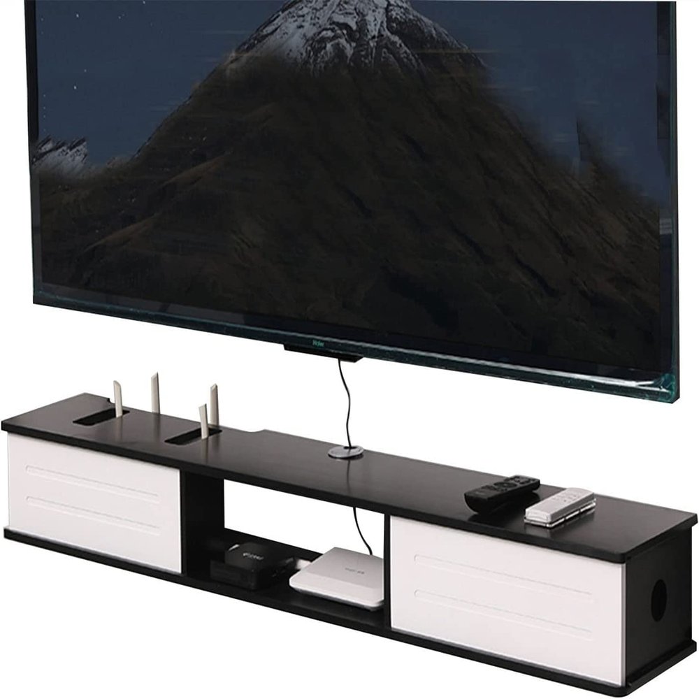IBOWZ Floating TV Stand Cabinet Wall Mounted Tv Unit Floating Tv Shelf,Floating Tv Stand for Living Room Tv and Medianiture,Set-Top Box Shelf WiFi Router Box
