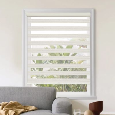 Tonature Zebra Window Shades, Cordless Roller Window Blinds for Patio Door, Light Control for Day and Night, Easy to Install, Beige, 27.5" W x 36" H