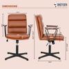 Okeysen Office Desk Chair No Wheels, Swivel Chair with Retro Wooden Armrests, Criss Cross Legged Armless Computer Chair for Home Office, Mid Century Modern Adjustable Task Chair with Thick Cushion view 2