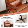Okeysen Office Desk Chair No Wheels, Swivel Chair with Retro Wooden Armrests, Criss Cross Legged Armless Computer Chair for Home Office, Mid Century Modern Adjustable Task Chair with Thick Cushion view 3