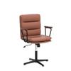 Okeysen Office Desk Chair No Wheels, Swivel Chair with Retro Wooden Armrests, Criss Cross Legged Armless Computer Chair for Home Office, Mid Century Modern Adjustable Task Chair with Thick Cushion view 4