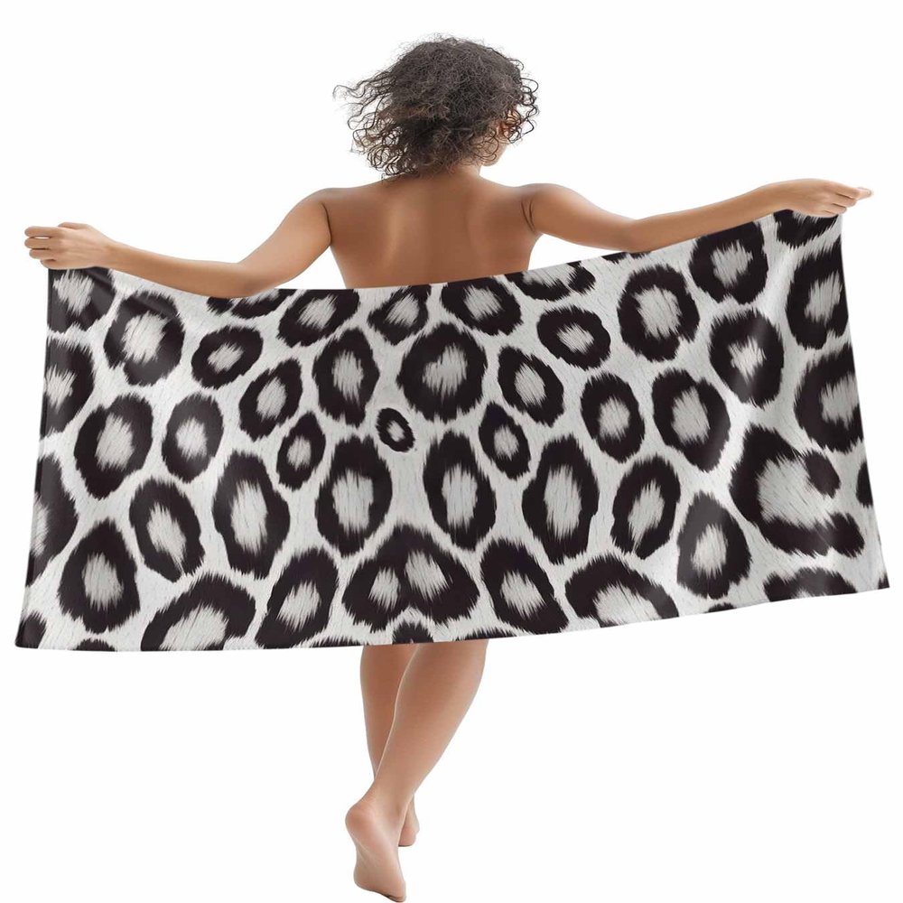 ARTSHOWING Large Beach Towel, Leopard Print Beach Towels for Adults Microfiber Pool Towels Lightweight Quick Dry Beach Towel for Travel Yoga Gym Sports 63" L x 31" W, Wild Animal Leopard Skin Texture
