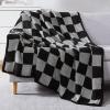 WRENSONGE Checkered Throw Blanket, Black Grey Checkered Soft Cozy Fluffy Warm Hand Made Weave Throw Blankets for Couch, Sofa, Chair, Bed, Picnic,Travel Lightweight Bed Blanket - 60 * 80 view 1