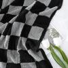 WRENSONGE Checkered Throw Blanket, Black Grey Checkered Soft Cozy Fluffy Warm Hand Made Weave Throw Blankets for Couch, Sofa, Chair, Bed, Picnic,Travel Lightweight Bed Blanket - 60 * 80 view 3