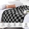 WRENSONGE Checkered Throw Blanket, Black Grey Checkered Soft Cozy Fluffy Warm Hand Made Weave Throw Blankets for Couch, Sofa, Chair, Bed, Picnic,Travel Lightweight Bed Blanket - 60 * 80 view 4