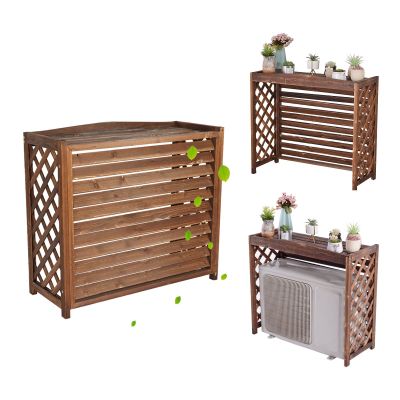 Air Conditioner Fence Screen Wood Air Conditioning Rack Solid Wood Air Conditioning Flower Stand Brown Air Conditioning Cover For Outside Unit Anti-Corrosion Plant Stand Outdoor Decorative ( Size : 34