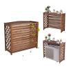 Air Conditioner Fence Screen Wood Air Conditioning Rack Solid Wood Air Conditioning Flower Stand Brown Air Conditioning Cover For Outside Unit Anti-Corrosion Plant Stand Outdoor Decorative ( Size : 34 view 1