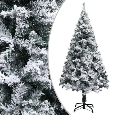 CUMYZO Artificial Christmas Tree with Flocked Snow Green 4 ft PVC 2.51kg/5.52ib Christmas Trees