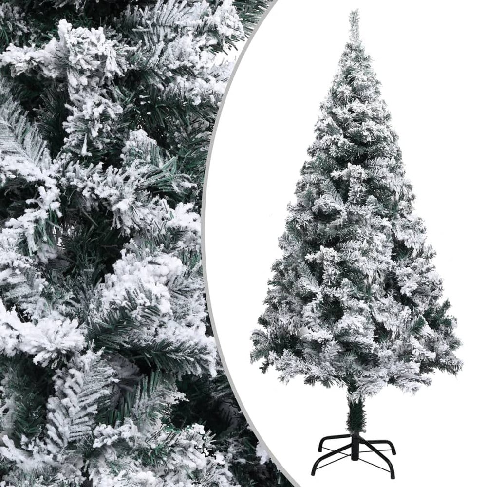 CUMYZO Artificial Christmas Tree with Flocked Snow Green 4 ft PVC 2.51kg/5.52ib Christmas Trees