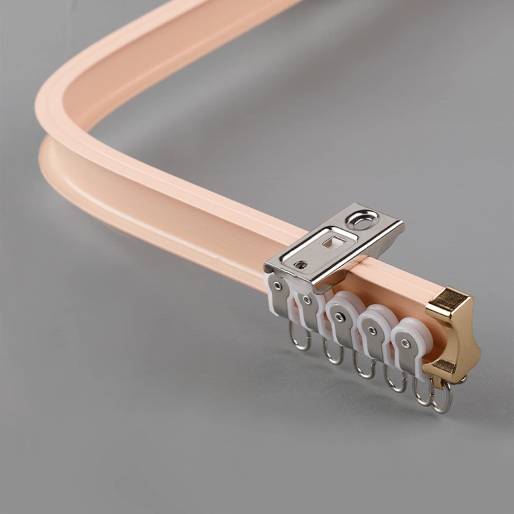 TEN-HIGH Flexible Aluminum Curtain Track 10.5ft Bendable Ceiling Track For Curtains, Ceiling Mounted Track Luxurious Heavy Conjoined Curtain Rails for Office Home Room Divider 2pcs (Pink)