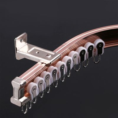 TEN-HIGH Flexible Aluminum Curtain Track 10.17ft Bendable Track for Curtains, Wall Mounted Track Luxurious Heavy Conjoined Curtain Rails for Office Home Room Divider 2pcs (Rose Gold)
