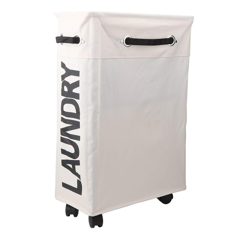 Pilipane Laundry Basket, Foldable Rolling Laundry Hamper, Folding Large Capacity Laundry Bag with Wheels, Storage Basket for Bathroom, Living Rooms, Bathrooms, 21 7x15 4x7 9in