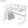 Harper & Bright Designs Twin Size Loft Bed Frame with Desk and Shelves for Kids,Two Built-in Drawers,White view 2