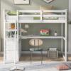 Harper & Bright Designs Twin Size Loft Bed Frame with Desk and Shelves for Kids,Two Built-in Drawers,White view 3
