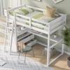 Harper & Bright Designs Twin Size Loft Bed Frame with Desk and Shelves for Kids,Two Built-in Drawers,White view 4