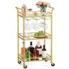 VASAGLE Bar Cart, Home Bar Serving Cart, Small Bar Serving Cart with 3-Tier Shelf, Wine Holders, Glass Holders, Mini Bar Cart for Small Spaces, Kitchen, Dining Room, Living Room, Pale Gold view 1