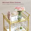VASAGLE Bar Cart, Home Bar Serving Cart, Small Bar Serving Cart with 3-Tier Shelf, Wine Holders, Glass Holders, Mini Bar Cart for Small Spaces, Kitchen, Dining Room, Living Room, Pale Gold view 4