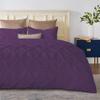 3Pcs Pinch Pleated Duvet Cover Set, Super King Size (116" x 98") Inch - 100% Microfiber Pintuck Duvet Cover Zipper Closure & Corner Ties - Plum Solid view 1