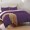 3Pcs Pinch Pleated Duvet Cover Set, Super King Size (116" x 98") Inch - 100% Microfiber Pintuck Duvet Cover Zipper Closure & Corner Ties - Plum Solid view 2