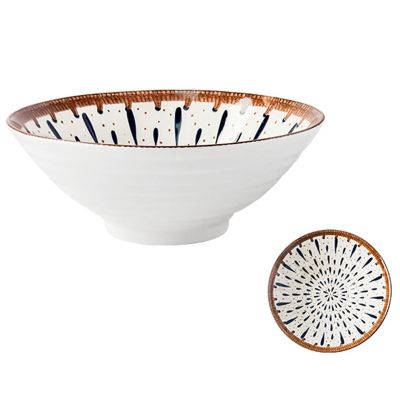 8 / 33Oz Large Ramen Bowl, Ceramic Soup Bowl for Kitchen, Serving Bowl Popcorn Pasta Bowl, Japanese Style Palace Print Pattern Bowls - 1Pc (Color : A)