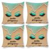 Set of 4 Hello Gorgeous Emerald Pillow Covers 18"x18" Eyelash Luxury Summer Beach Eyelash Print Outdoor Sofa Throw Pillows Cover for Couch Living Room Bed Indoors Home Decor view 1