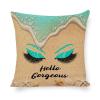 Set of 4 Hello Gorgeous Emerald Pillow Covers 18"x18" Eyelash Luxury Summer Beach Eyelash Print Outdoor Sofa Throw Pillows Cover for Couch Living Room Bed Indoors Home Decor view 2