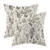 AEIOAE Spring Pillow Covers 16x16 Inch Set of 2,Black Gray Wild Flower Plant Throw Pillows Case,Seasonal Floral Outdoor Decorative Square Linen Farmhouse Decor Cushion Covers for Home Sofa Bed Couch view 1