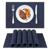 LIFEWEAR Placemat Set of 8,Woven Placemats,Outdoor/Indoor Placemats,Vinyl/Plastic Placemats, Washable Placemats,Table Placemats 8Dark Blue 8pcs view 1
