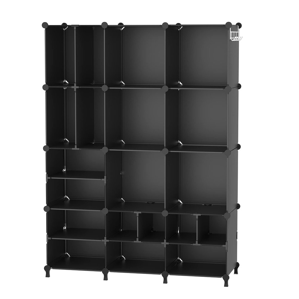 AWTATOS Cube Storage Closet Organizer Storage 12 Cube Shelves, Black