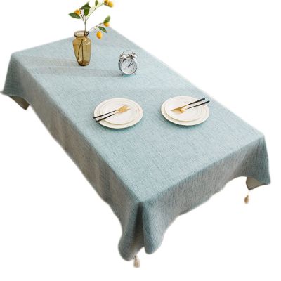 KBUYS Cotton Linen Tablecloth Waterproof and Oilproof Rectangular Table Fabric Tea Table Cloth,Blue,120 * 170cm