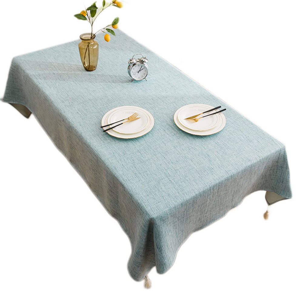 KBUYS Cotton Linen Tablecloth Waterproof and Oilproof Rectangular Table Fabric Tea Table Cloth,Blue,120 * 170cm