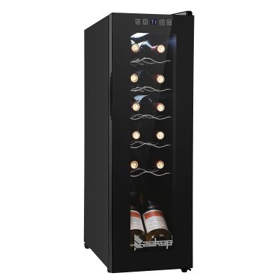 SOOZEE 12 Bottle Wine Cooler with Compressor, LED Display and Soft Interior Lighting (Black)